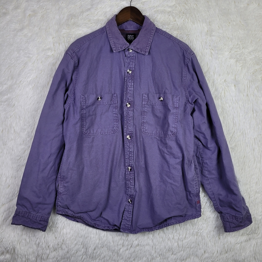 BDG Mens M Purple‎ Blanket Lined Canvas Shirt Jacket Utility Relaxed